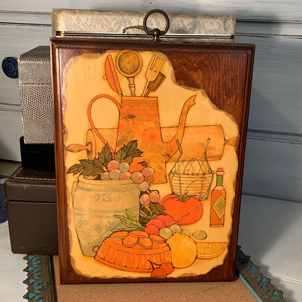 Vintage Decoupage 1975 Kitchen Wall Plaque
